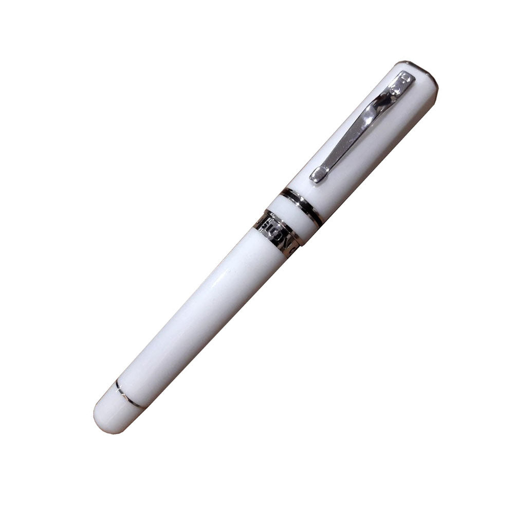 Delta Fusion One White Resin with Platinum Coated Trim Fountain Pen - 18Kt Fusion Medium Nib