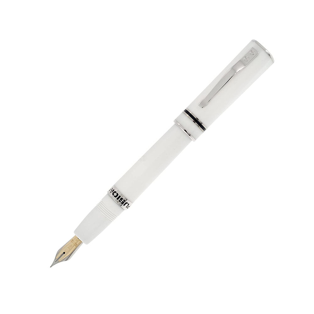Delta Fusion One White Resin with Platinum Coated Trim Fountain Pen - 18Kt Fusion Medium Nib