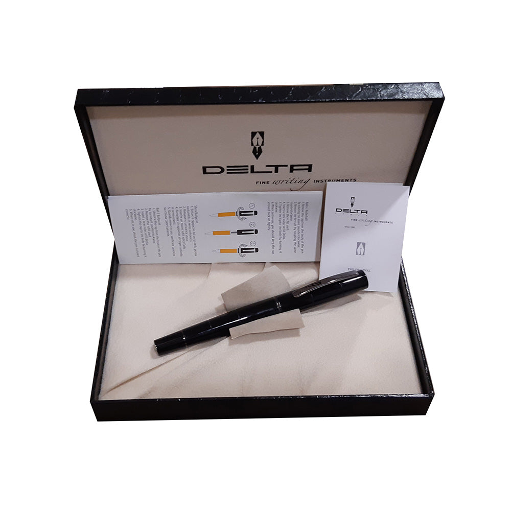 Delta Oblo Black Resin with Black Rhodium Trim Fountain Pen – Broad Nib
