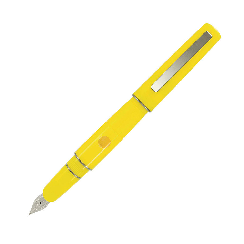 Delta Oblo Yellow Resin with Rhodium Trim Fountain Pen - Fine Nib
