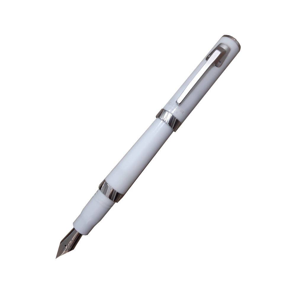 Delta Tork Momo Design White Resin with Rhodium Trim Fountain Pen – Fine Nib