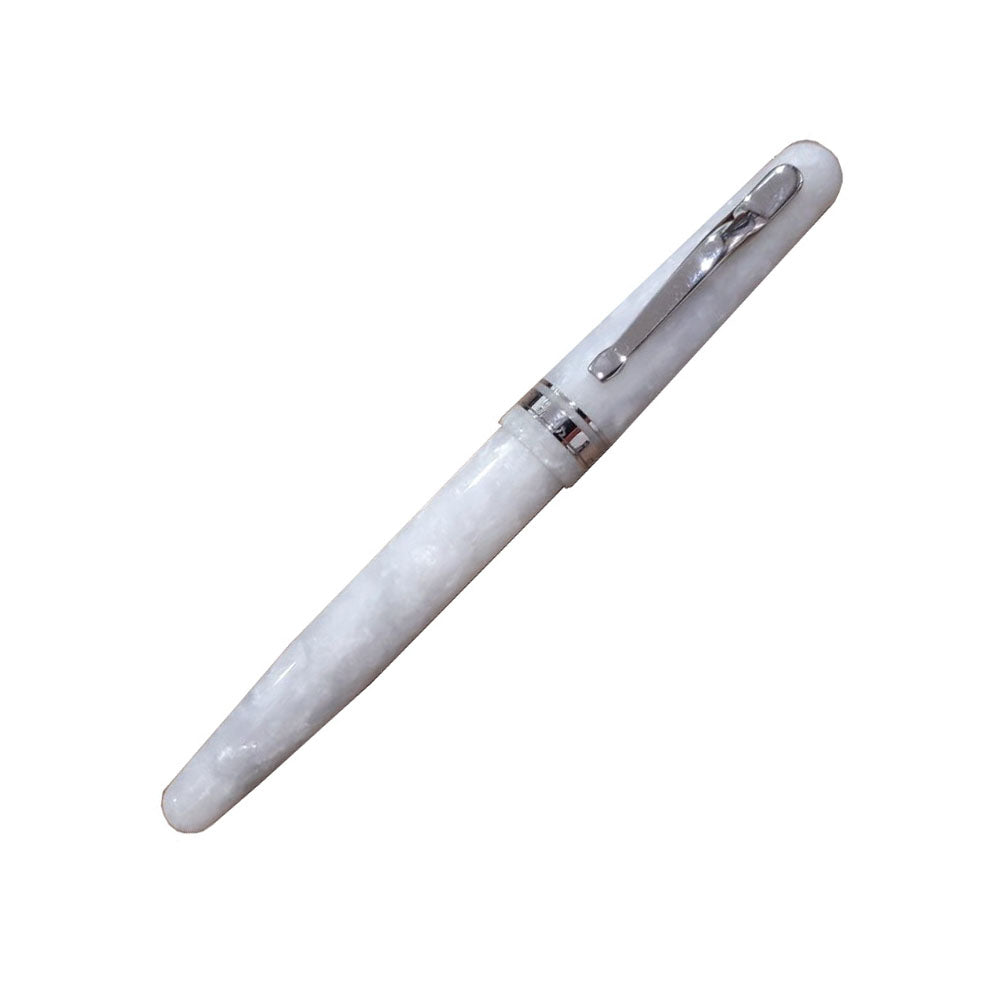 Delta Fusion 82 White Resin with Rhodium Trim Fountain Pen - 18kt Fusion Medium Nib