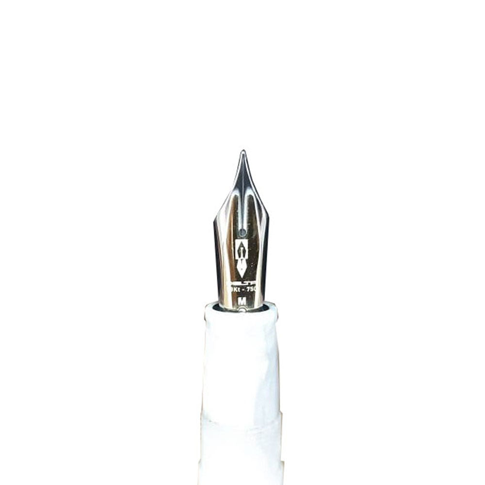 Delta Fusion 82 White Resin with Rhodium Trim Fountain Pen - 18kt Fusion Medium Nib