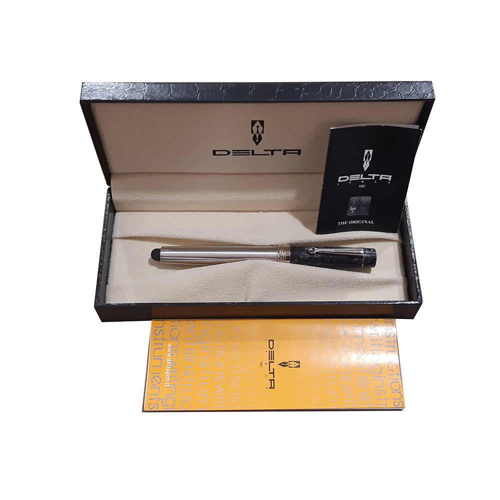 Delta Vin-Touch Doue Touch Screen Black Lava Stone Resin with Rhodium Trim Rollerball Pen