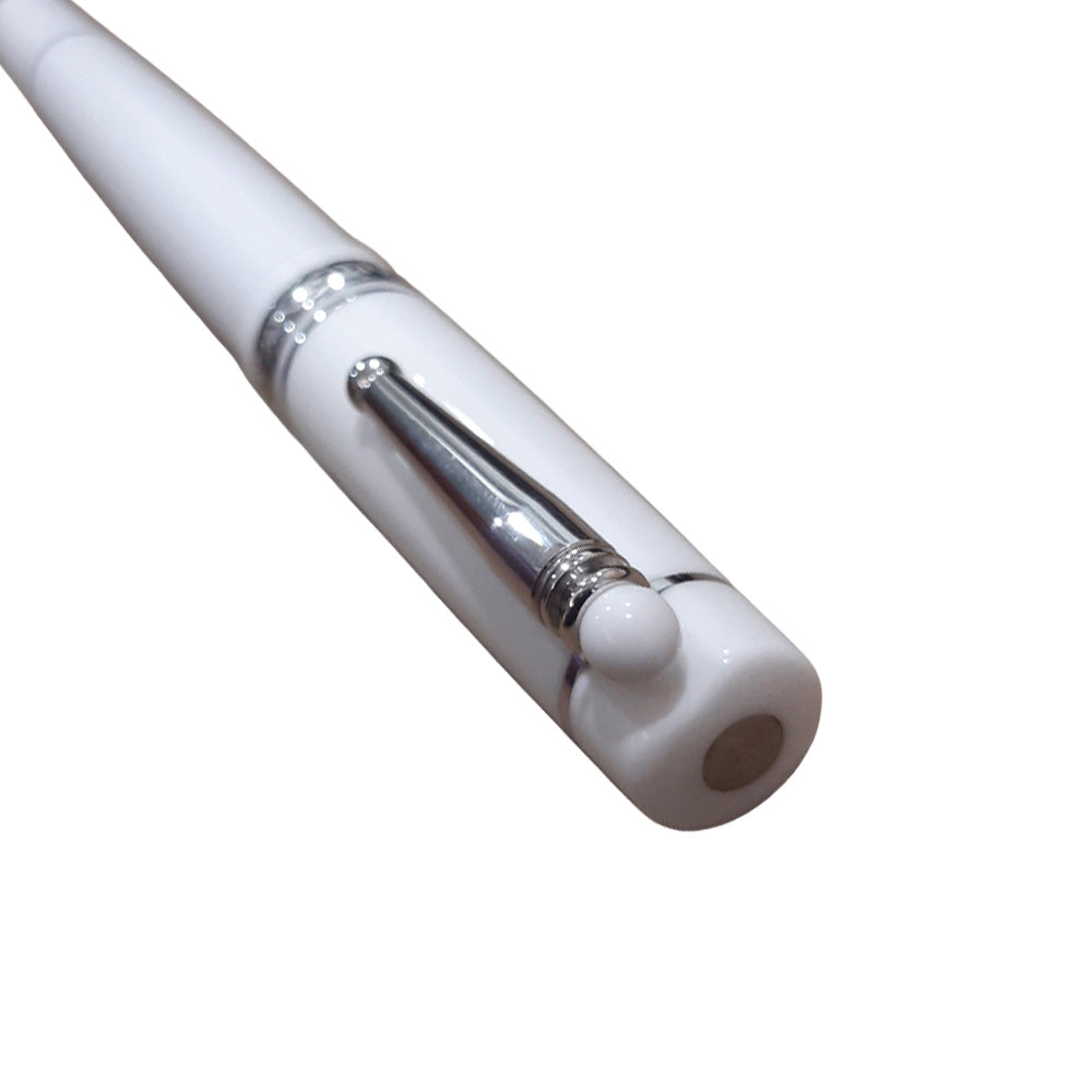Delta We Emotion White Resin with Metal Trim & Clip Fountain Pen – Broad Nib