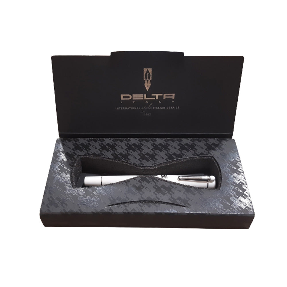 Delta We Emotion White Resin with Metal Trim & Clip Fountain Pen – Broad Nib