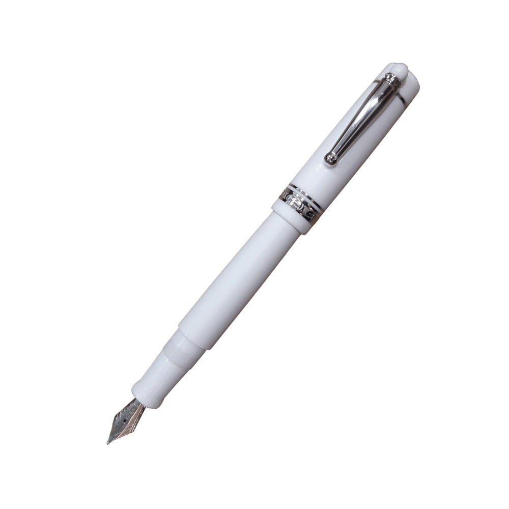 Delta We Emotion White Resin with Metal Trim & Clip Fountain Pen – Broad Nib