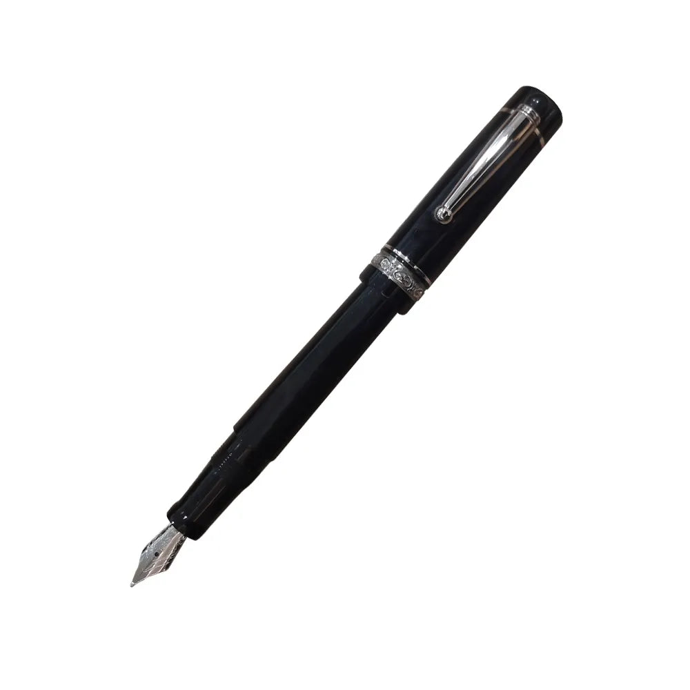 Delta We Emotion Black Resin with Rhodium Trims Fountain Pen – Broad Nib