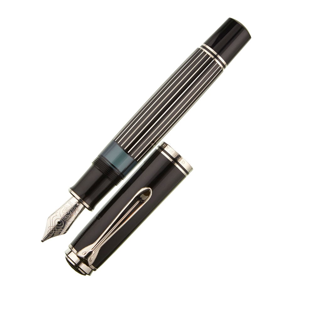Pelikan Souverän M815 Metal Striped Special Edition Fountain Pen – 18Kt Gold Medium Nib