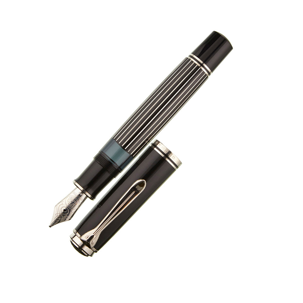 Pelikan Souverän M815 Metal Striped Special Edition Fountain Pen – 18Kt Gold Broad Nib