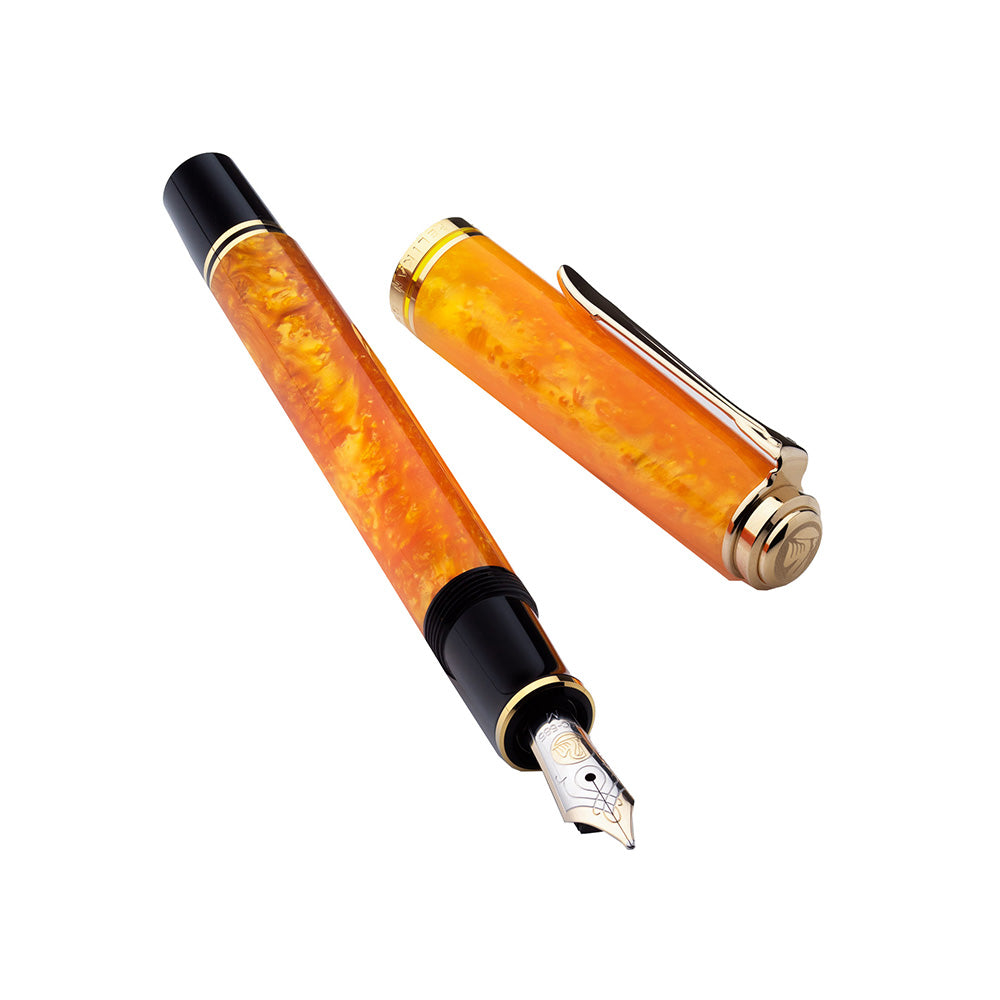 Pelikan Souveran M600 Vibrant Orange Special Edition Fountain Pen - 14Kt Gold Broad Nib