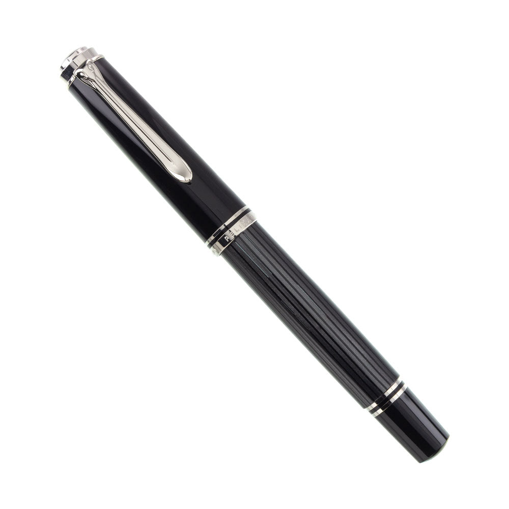Pelikan Souvern M605 Stresemann Black-Silver Fountain Pen - 14Kt Extra Fine Nib