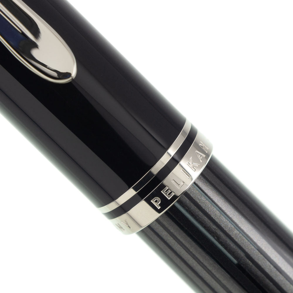 Pelikan Souverän M605 Stresemann Black-Silver Fountain Pen - 14Kt Broad Nib
