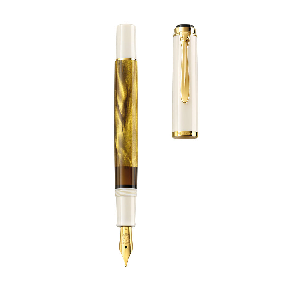 Pelikan Classic M200 Gold-Marbled Resin with Gold Trim Special Edition Fountain Pen - Broad Nib