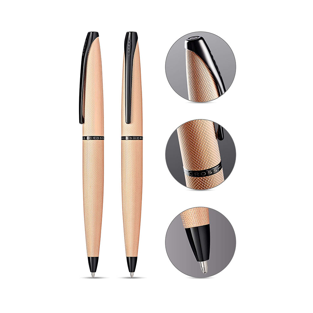 Cross ATX Brushed Rose Gold Polished Black PVD Trim Ballpoint Pen