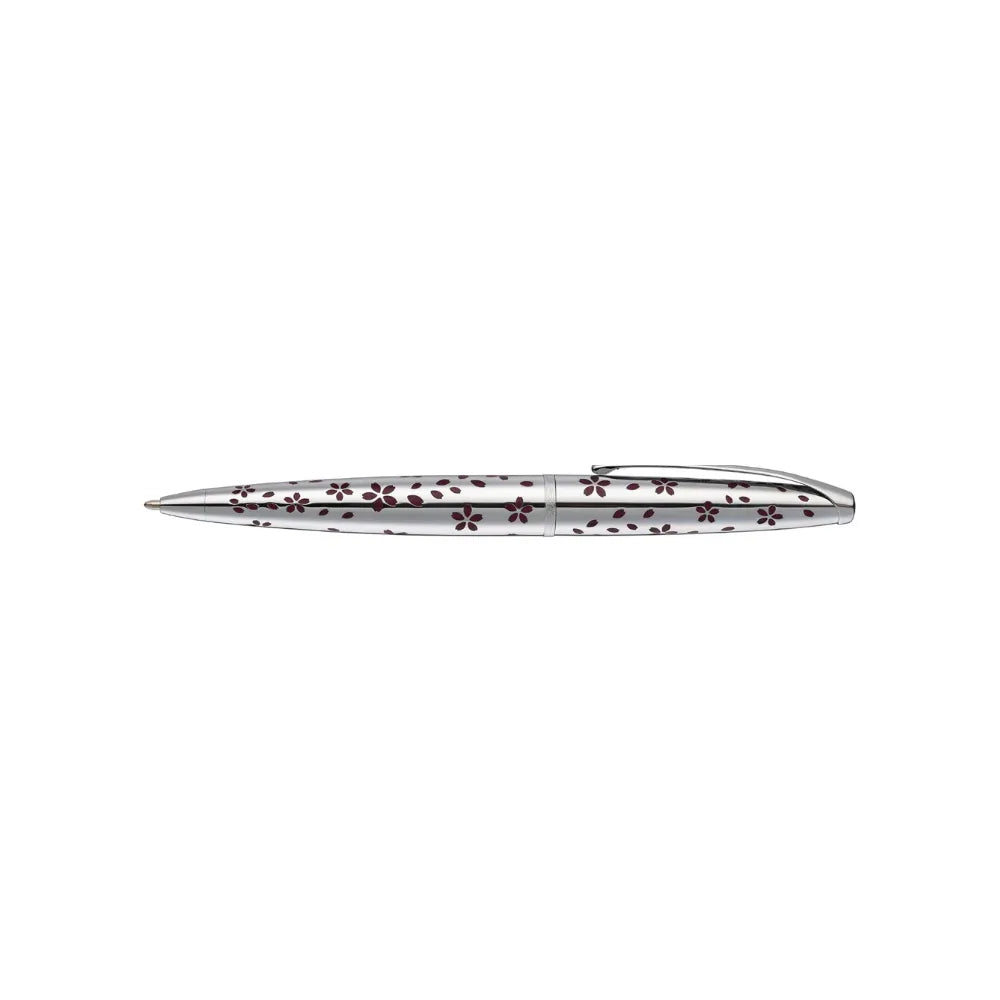 Cross ATX Cherry Blossom Polished Chrome with Polished Chrome Trim Ballpoint Pen
