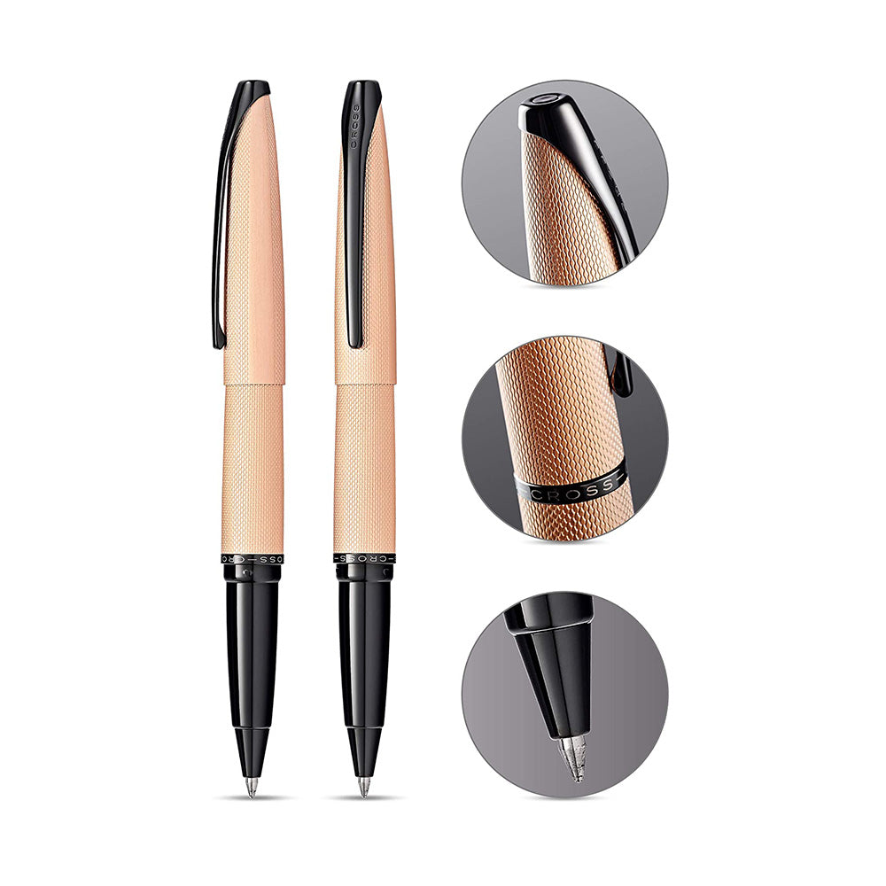 Cross ATX Brushed Rose-Gold with Black PVD Trim Rollerball Pen