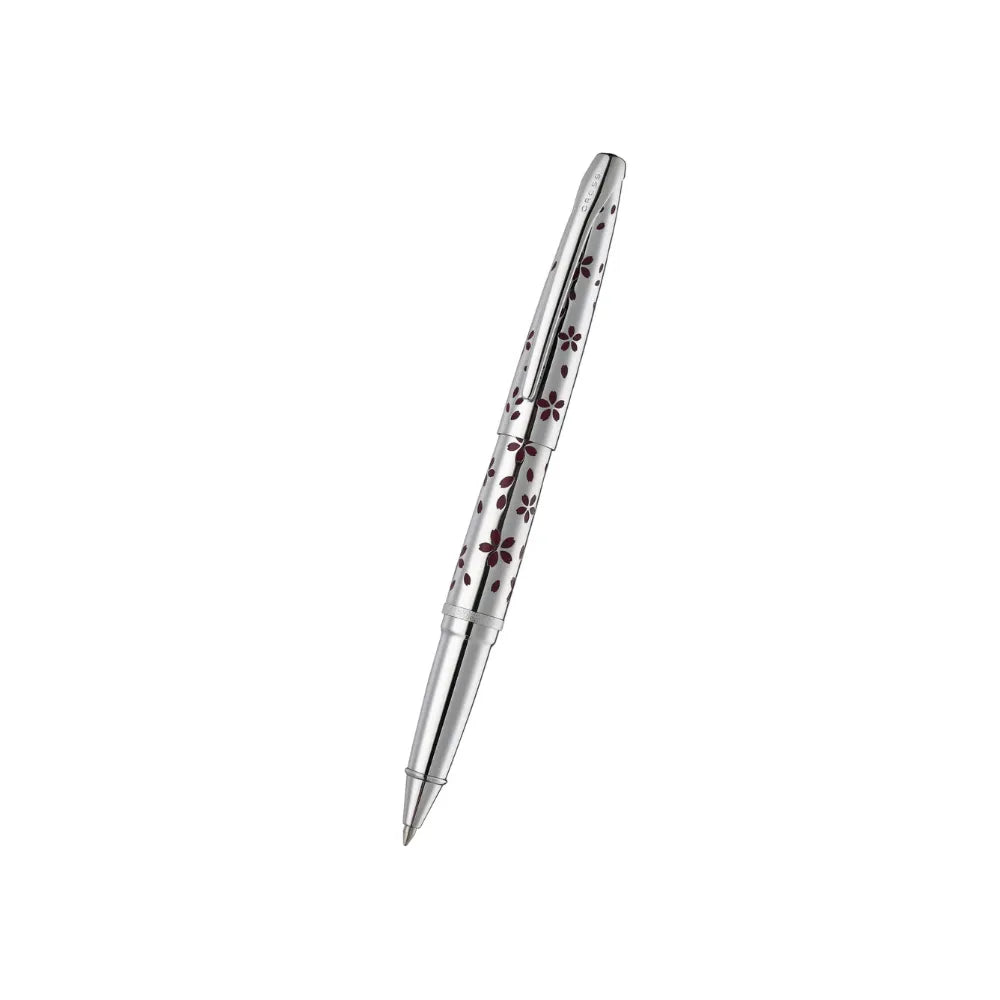 Cross ATX Cherry Blossom Polished Chrome with Polished Chrome Trim Rollerball Pen