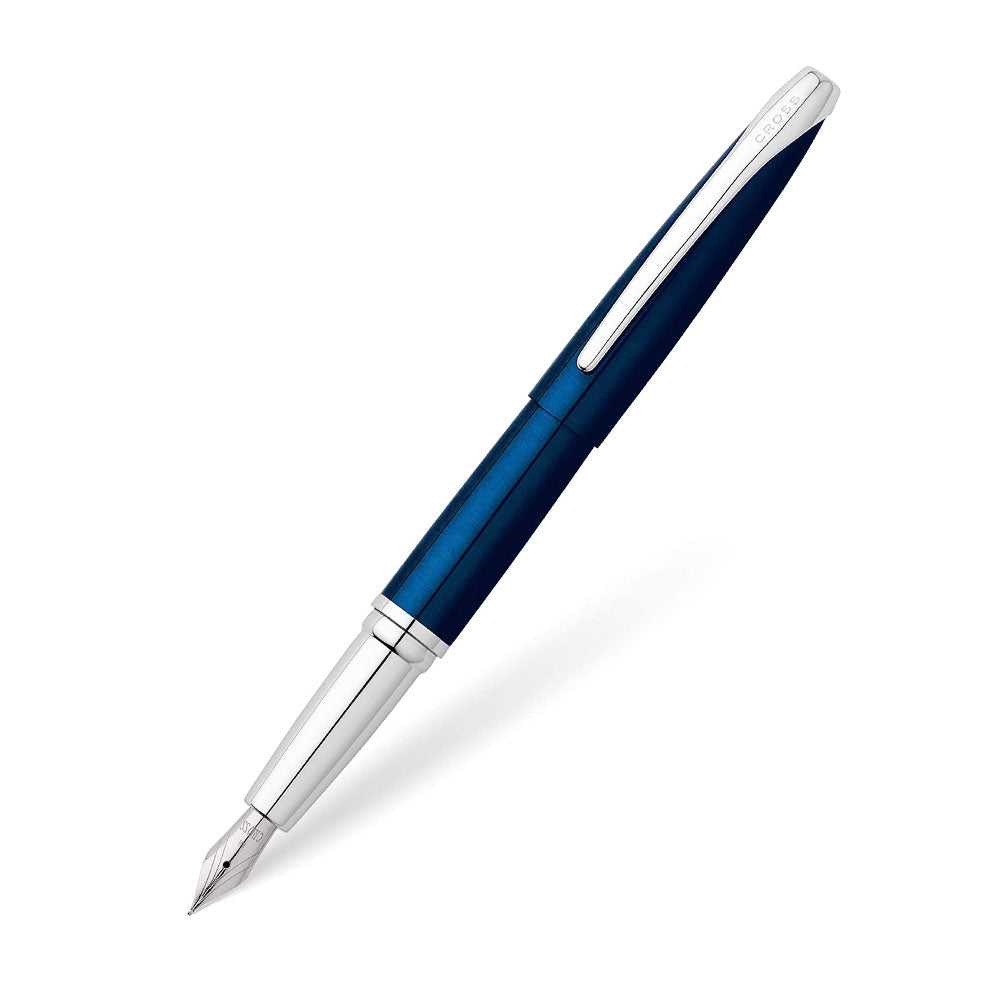 Cross ATX Translucent Blue Lacquer CT Fountain Pen - Fine Nib