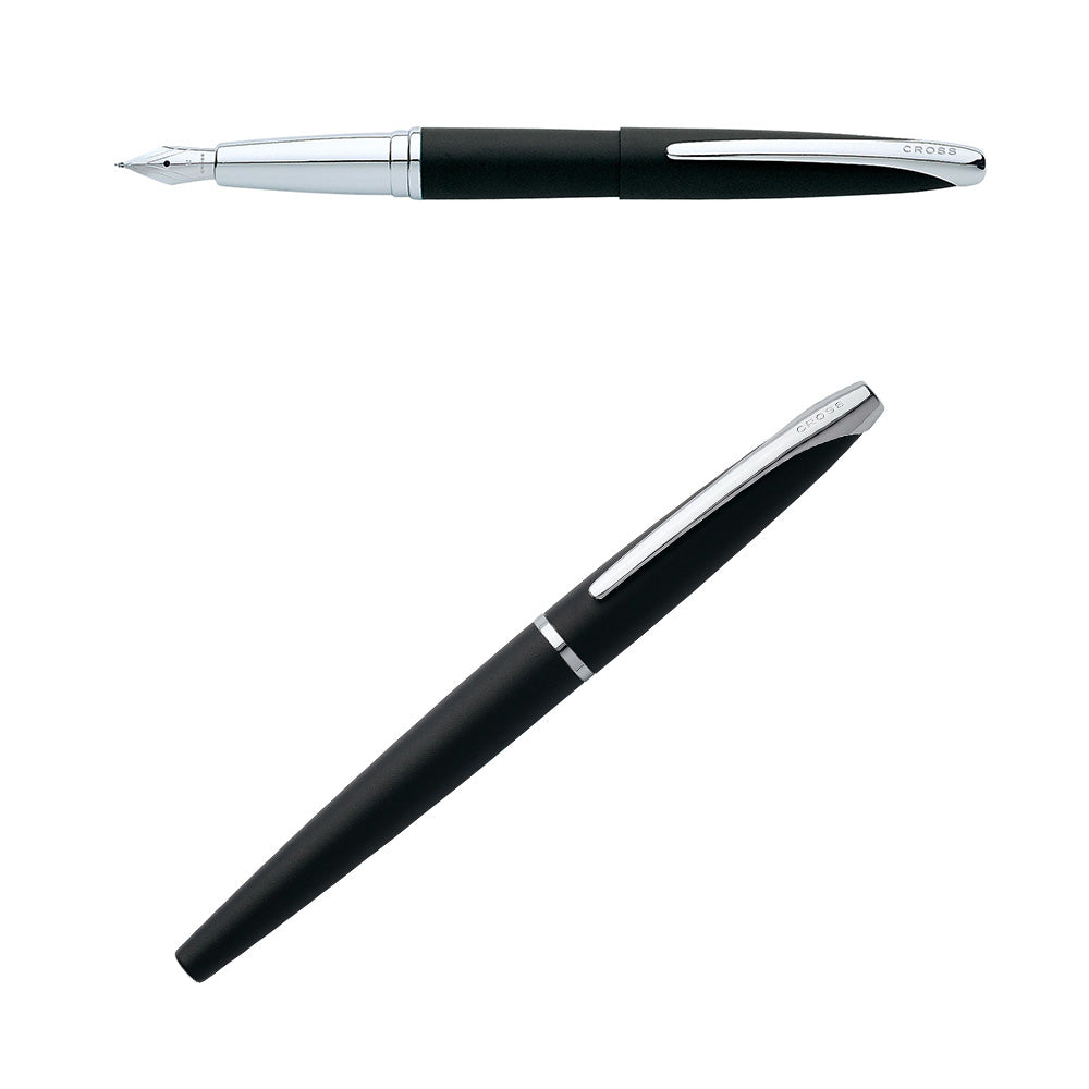 Cross ATX Basalt Black with Chrome-Plated Trim Fountain Pen - Fine Nib