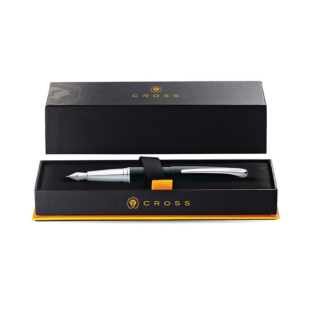Cross ATX Basalt Black with Chrome-Plated Trim Fountain Pen - Medium Nib