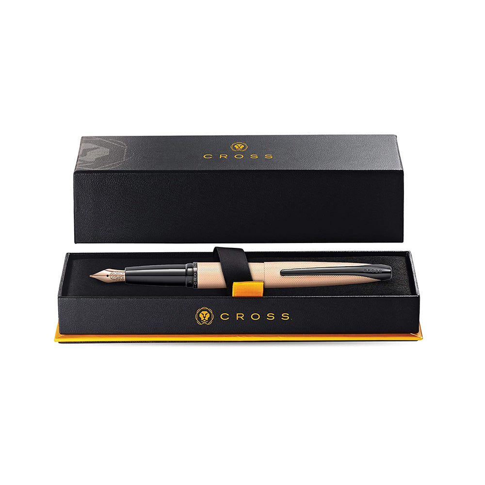 Cross ATX Brushed Rose Gold Polished Black PVD Trim Fountain Pen - Fine Nib