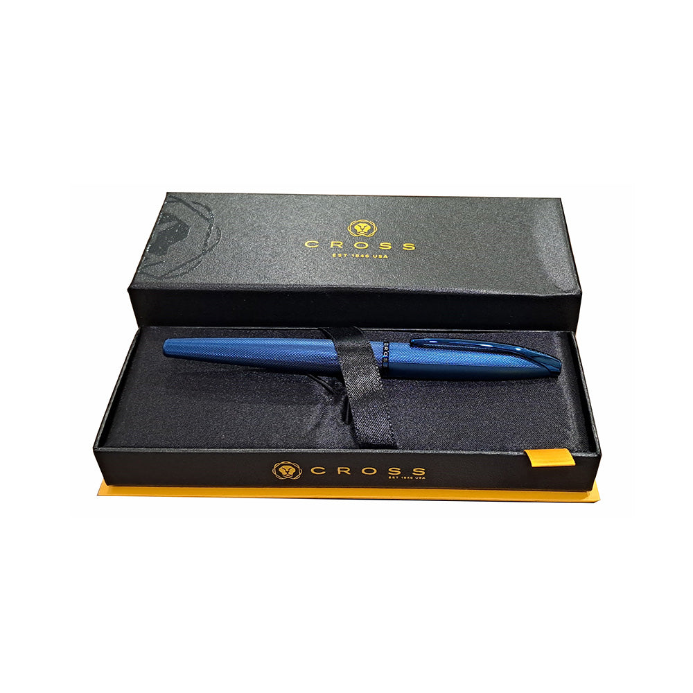 Cross ATX Sandblasted Dark Blue PVD Polished Fountain Pen - Fine Nib