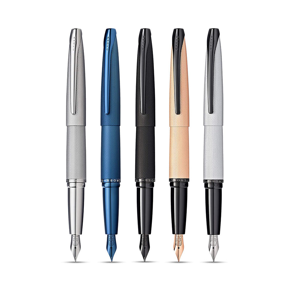 Cross ATX Sandblasted Dark Blue PVD Polished Fountain Pen - Fine Nib