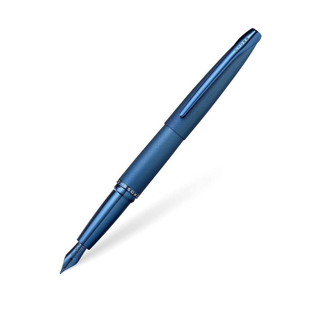 Cross ATX Sandblasted Dark Blue PVD Polished Fountain Pen - Fine Nib