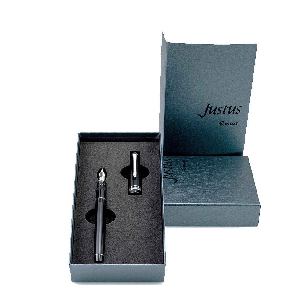 Pilot Justus 95 Net Black Rhodium Trim Fountain Pen - 14Kt Gold Medium Nib