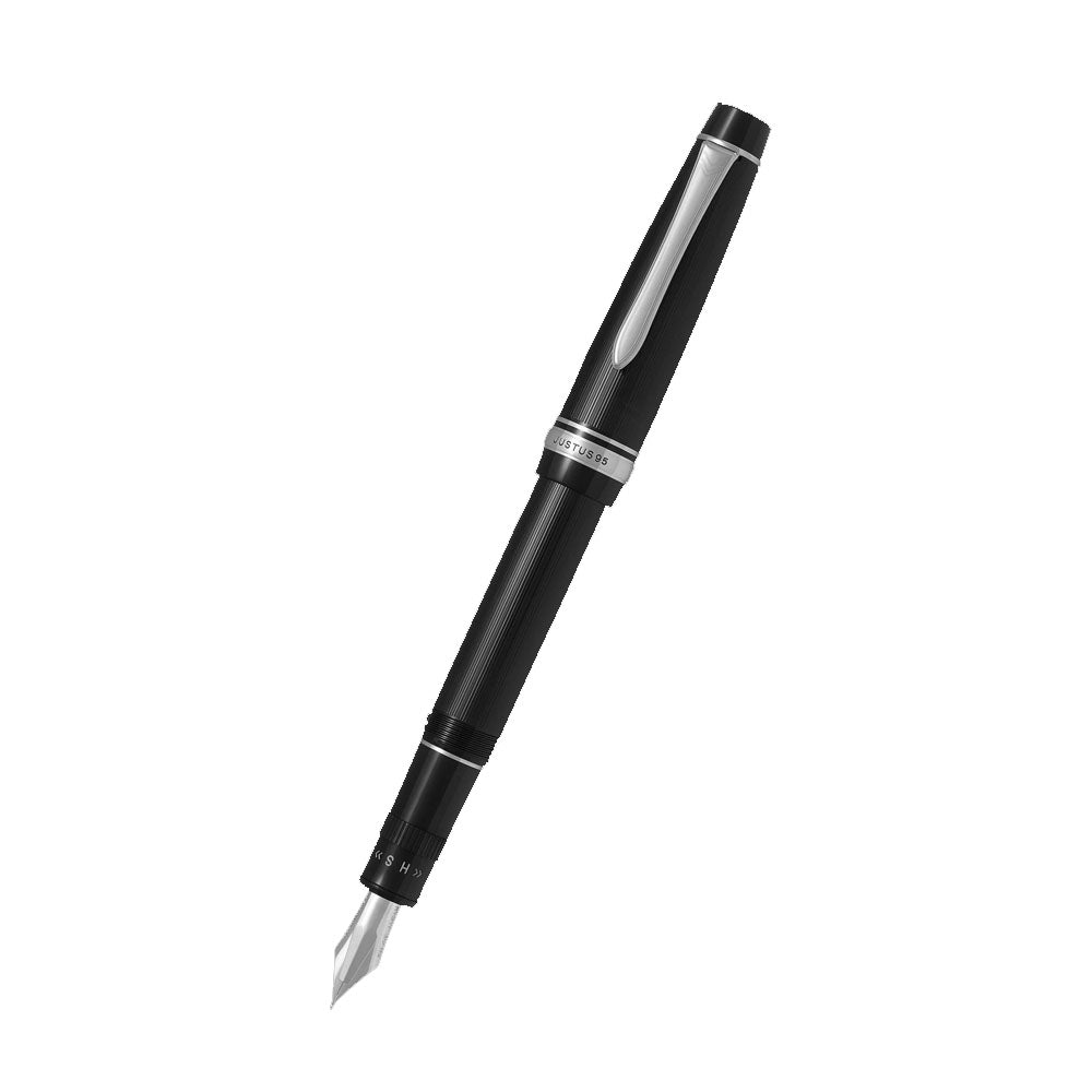 Pilot Justus 95 Net Black Rhodium Trim Fountain Pen - 14KT Gold Rhodium-Plated Medium Nib