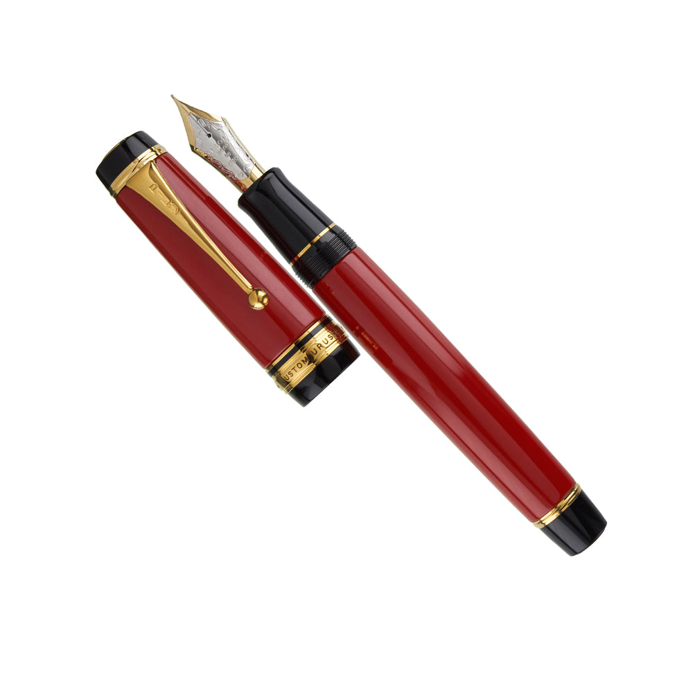 Pilot Custom Urushi Vermillion Red GT Fountain Pen - 18Kt Gold Fine-Medium Nib