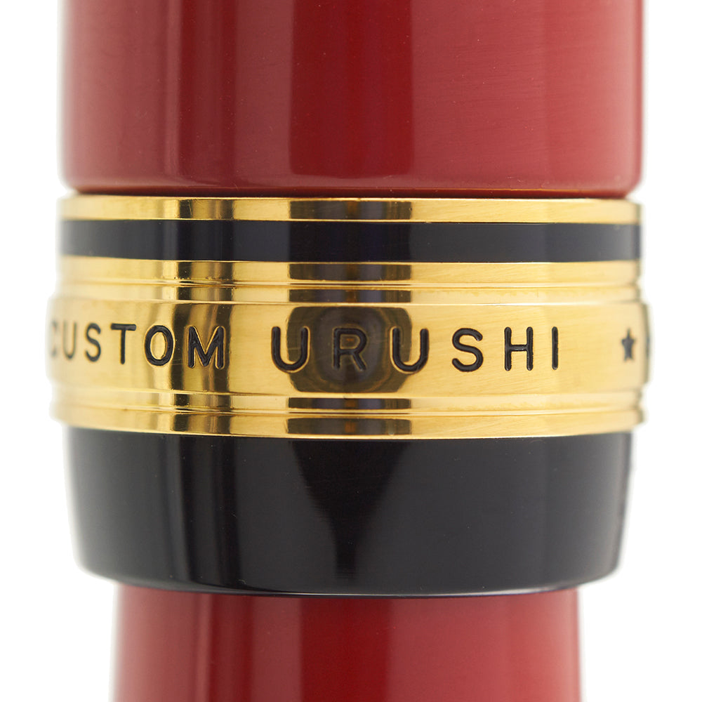 Pilot Custom Urushi Vermillion Red GT Fountain Pen - 18Kt Gold Fine-Medium Nib