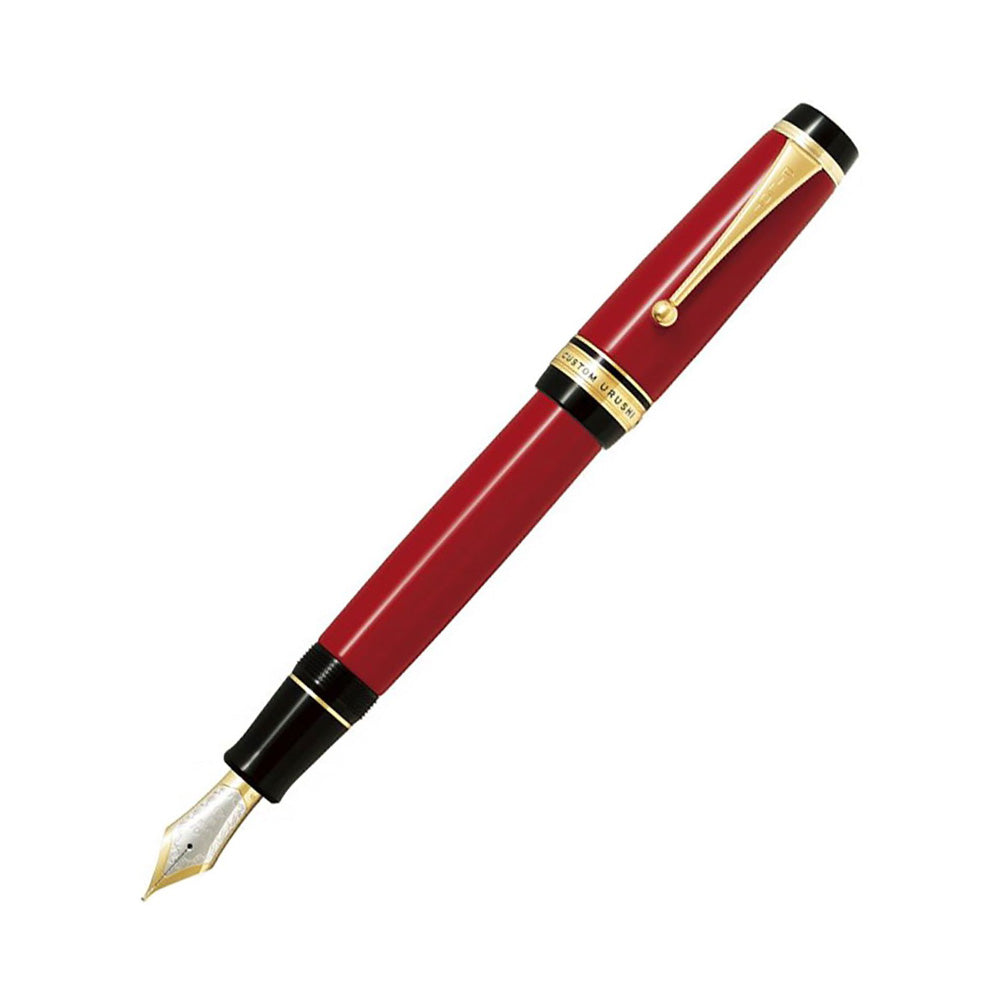 Pilot Custom Urushi Vermillion Red GT Fountain Pen - 18Kt Gold Fine-Medium Nib
