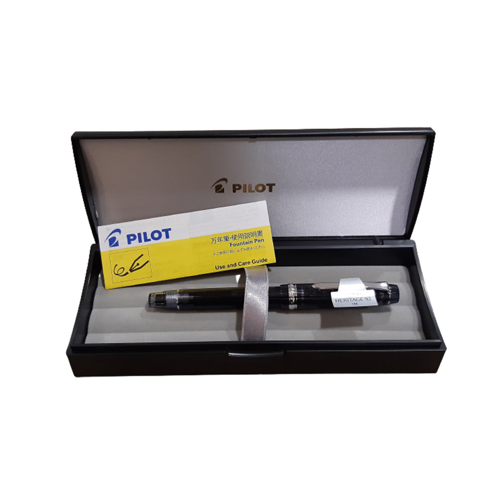 Pilot Custom Heritage 92 Transparent Black CT Fountain Pen - 14Kt Gold Rhodium-Plated Medium Nib