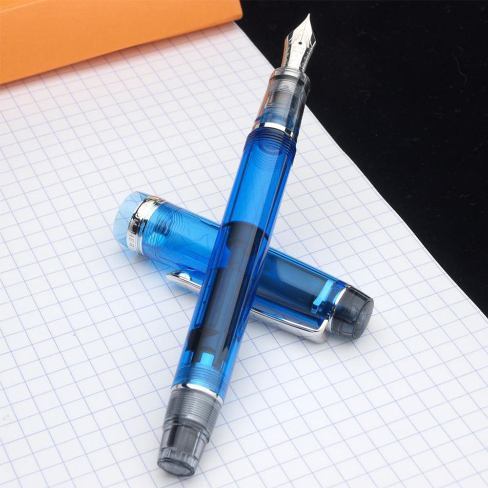 Pilot Custom Heritage 92 Transparent Blue CT Fountain Pen - 14Kt Gold Rhodium-Plated Medium Nib