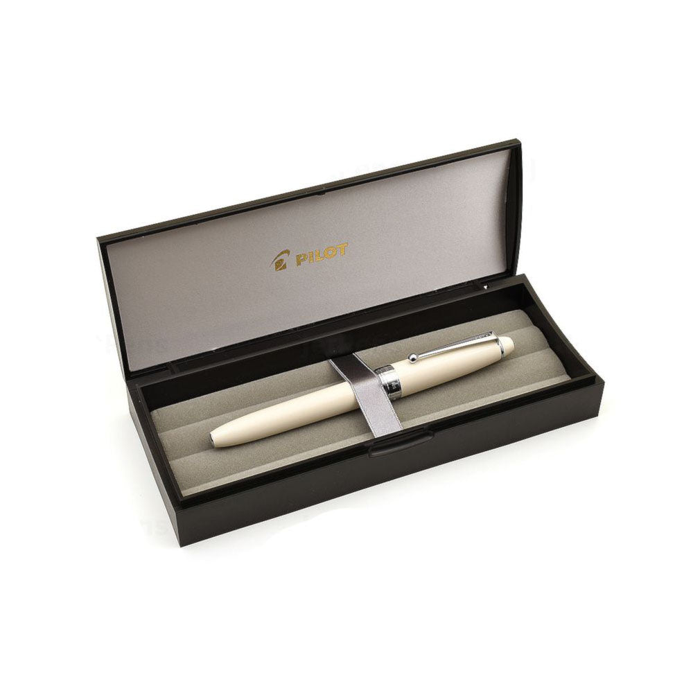 Pilot Custom NS Ivory (White) Resin with Chrome Trim Fountain Pen – Fine Nib