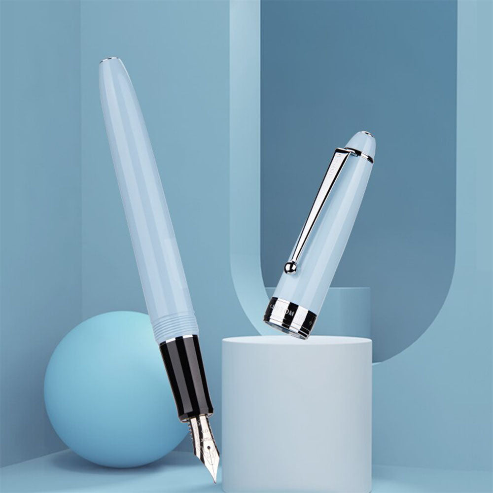 Pilot Custom NS Soft Blue Resin with Chrome Trim Fountain Pen – Fine Nib