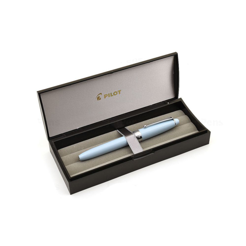 Pilot Custom NS Soft Blue Resin with Chrome Trim Fountain Pen – Fine Nib