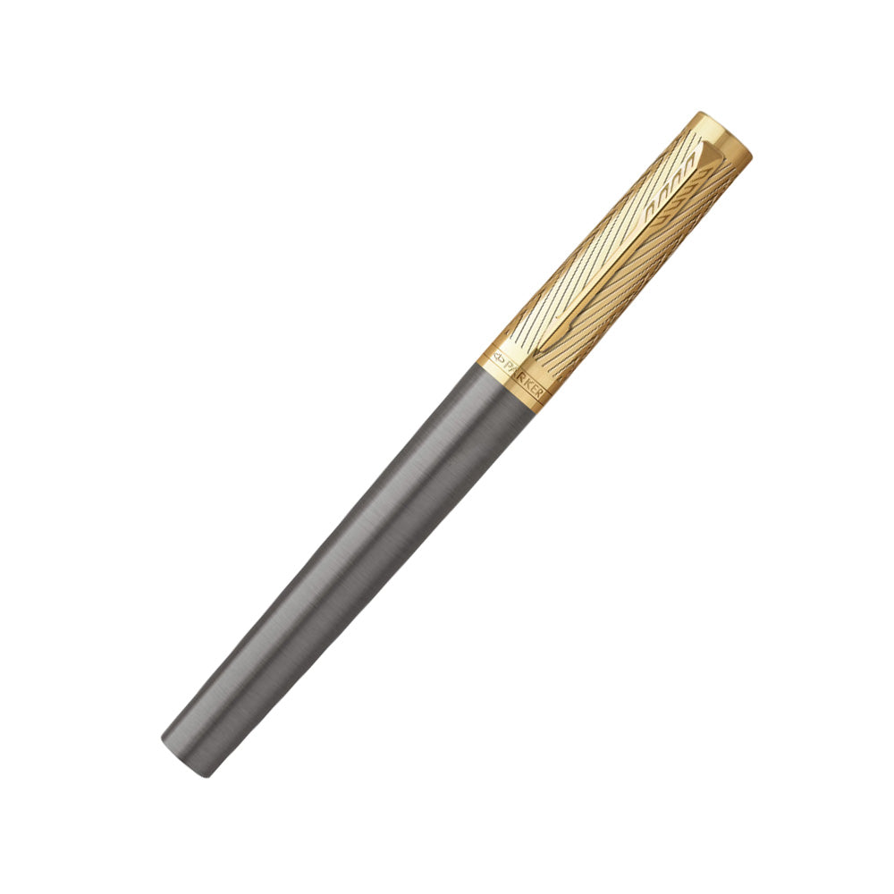 Parker Ingenuity Pioneers Collection Grey Lacquer Gold Trim Rollerball Pen