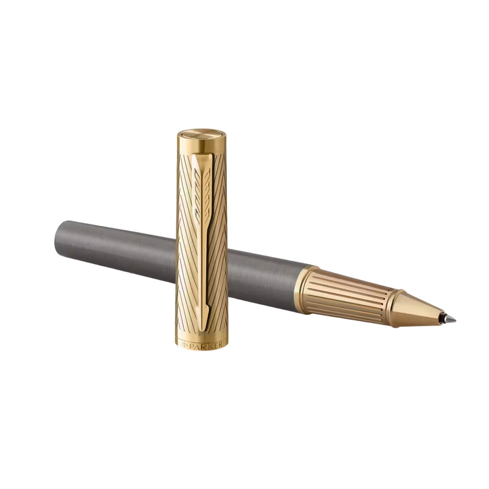 Parker Ingenuity Pioneers Collection Grey Lacquer Gold Trim Rollerball Pen