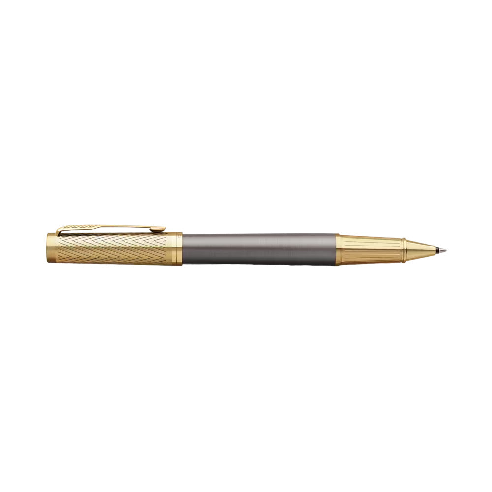 Parker Ingenuity Pioneers Collection Grey Lacquer Gold Trim Rollerball Pen