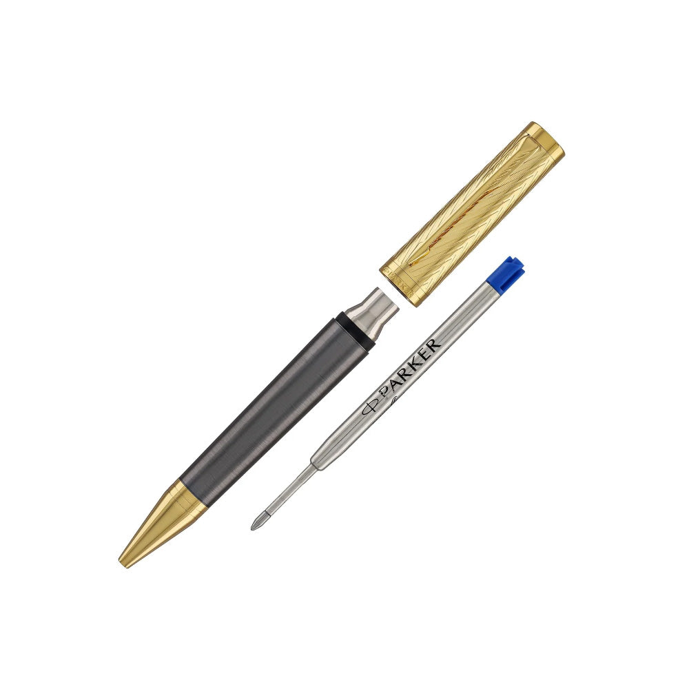Parker Ingenuity Pioneers Collection Grey Lacquer Gold Trim Ballpoint Pen