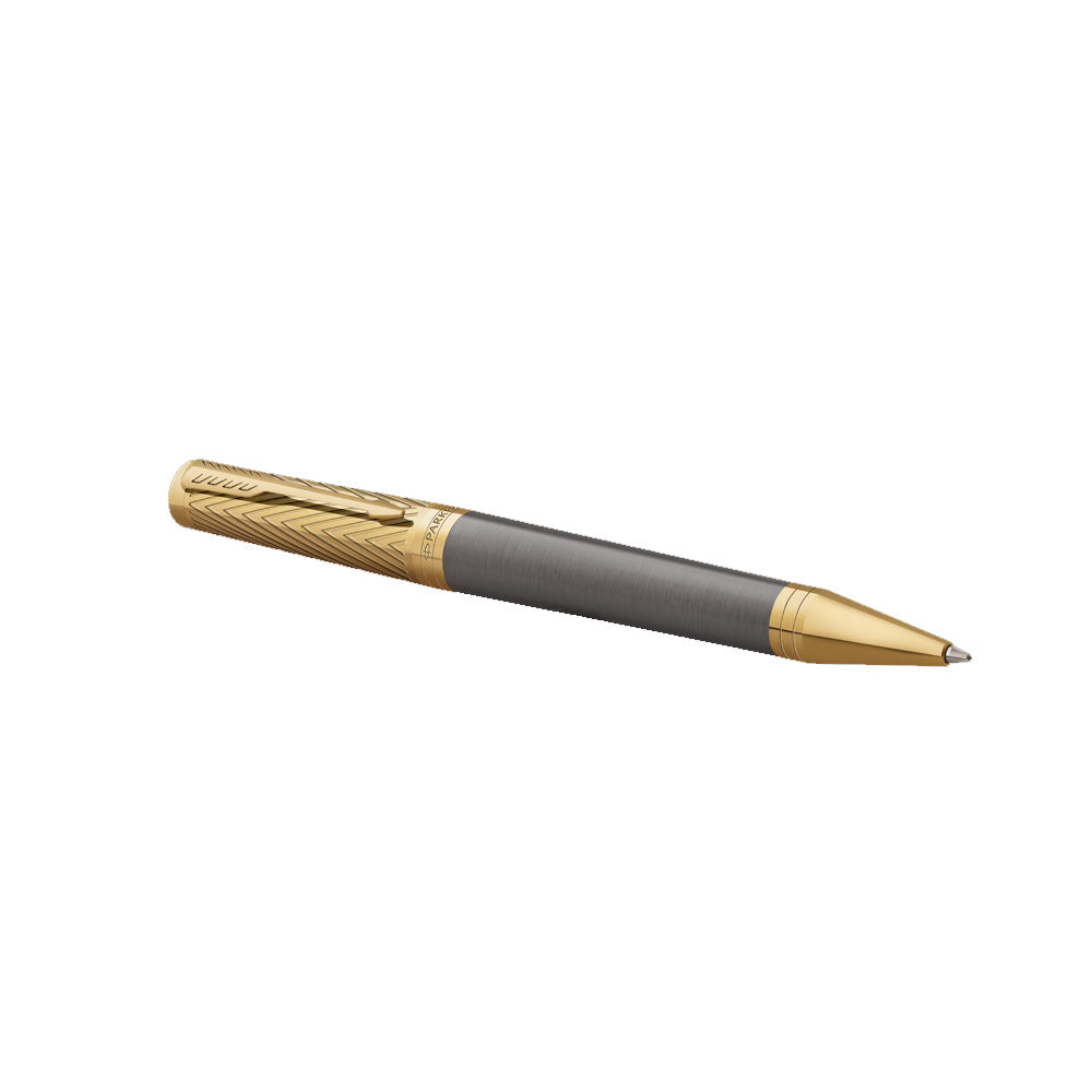 Parker Ingenuity Pioneers Collection Grey Lacquer Gold Trim Ballpoint Pen