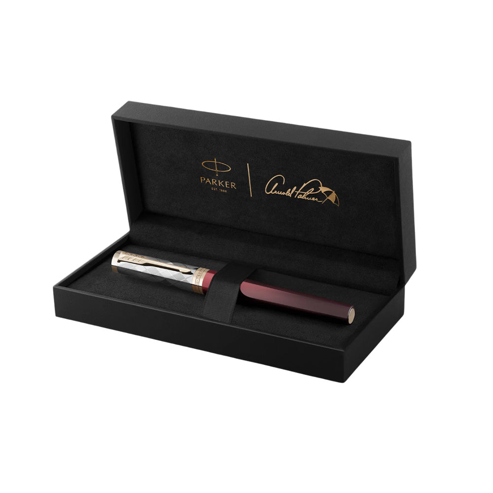 Parker Ingenuity Arnold Palmer Deep-Red with Light Gold-Plated PVD Trim Limited Edition Fountain Pen - 18Kt Bi-tone Gold Medium Nib