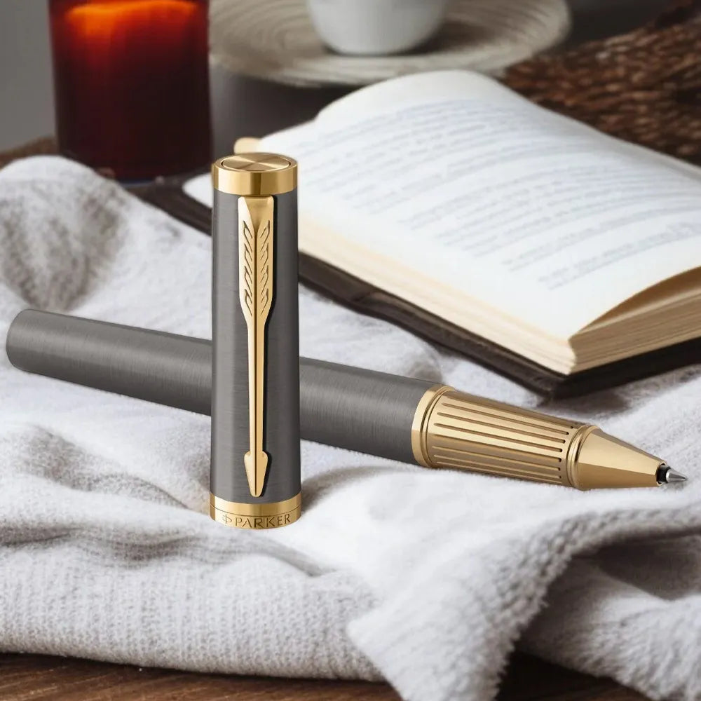 Parker Ingenuity Grey Lacquer with Gold Trim Rollerball Pen