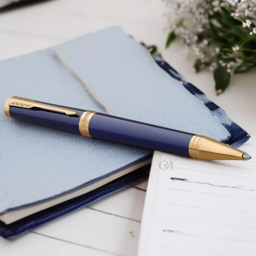 Parker Ingenuity Dark Blue Lacquer with Gold Trim Ballpoint Pen