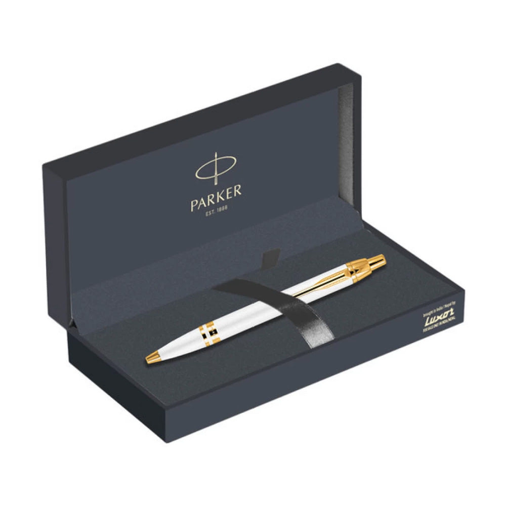 Parker Odyssey White GT Ball Pen Modern, Elegant And Professional, The Parker Odyssey Is A Pen Ready To Accompany You Everywhere. Parker Odyssey Delivers An Incredibly Smooth And Intense Writing Experience, While The Smart Design Offers A Stylish Look. Mode: Ball pen Mechanism – Click Push Button White Lacquer body with Gold Plated Trim Smooth ball Refill Blue color refill Parker attractive Gift box