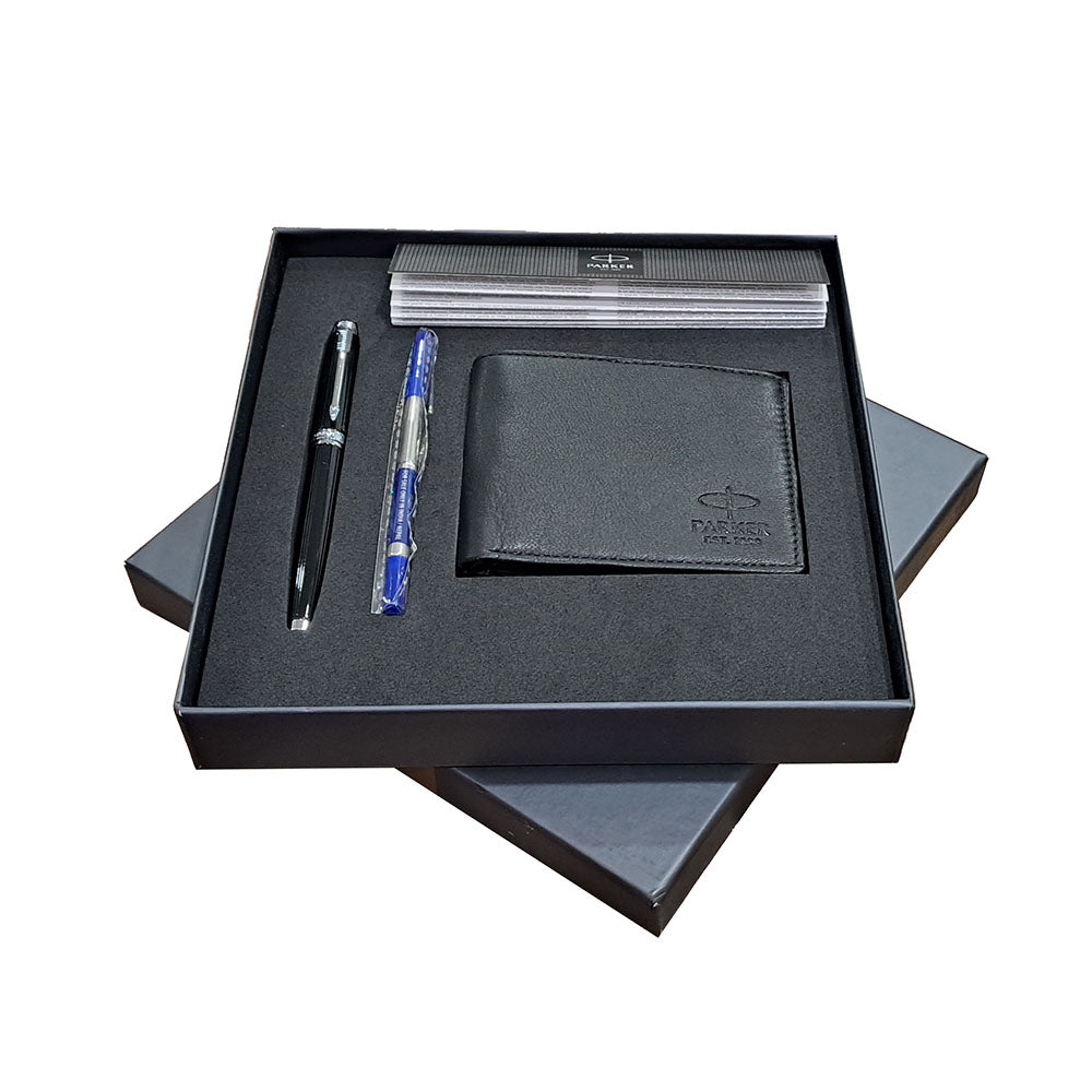 All-Over Black Lacquered Cap And Barrel With Brushed Metal Grip, Highlighted By Chrome Plated Trim. Fitted With Stainless Steel Nib. Cap On/Cap Off Supplied With Standard/Ultra Fine Navigator Roller Ball Refill. Finish: Black Lacquered  Trim : Chrome Plated Trim Body Material: Powder Coating Stainless Steel Closure : Cap on Cap off Ink Colour : Blue Nib Features: Ultra Fine Navigator 1N Black Wallet Free inside the box Attractive Packing for Gift.