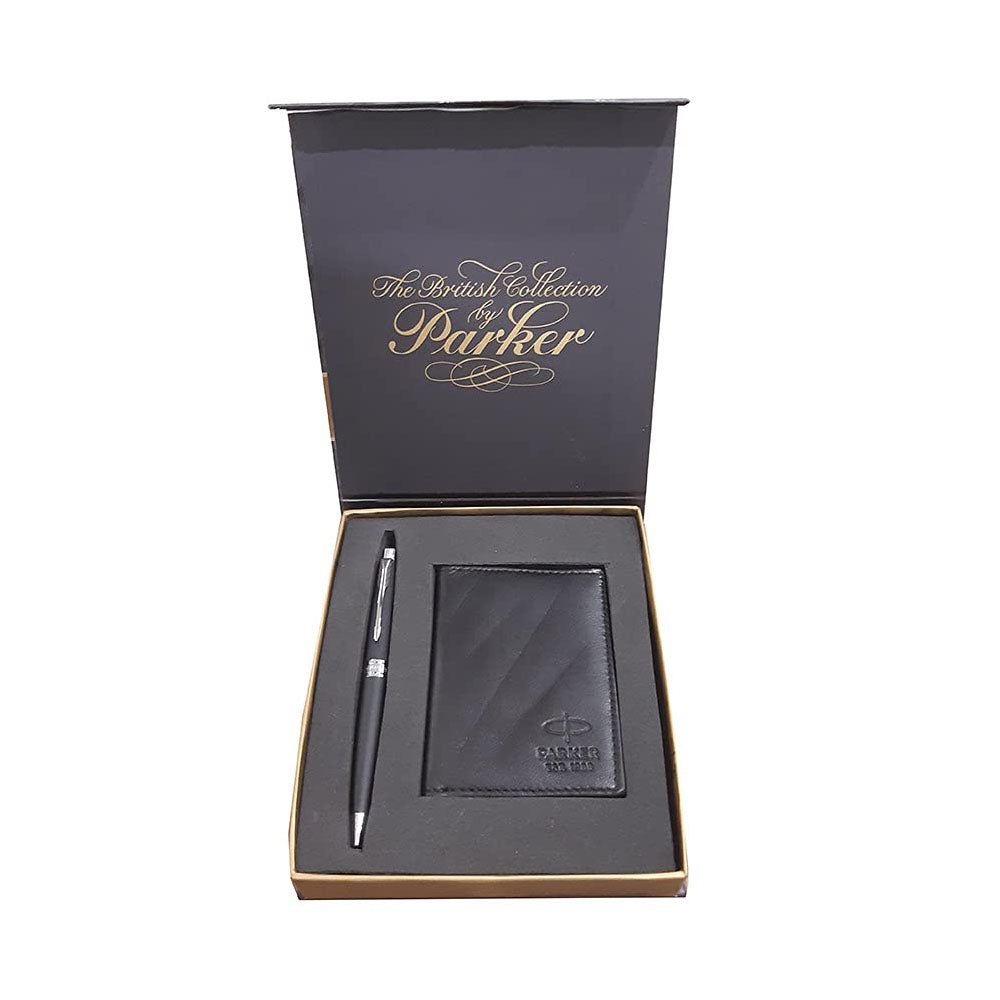 Parker Aster Matte Black CT Ball Pen with Credit Card Holder (Free), Parker Aster Ball Pen With Matte Black Finish Metal Barrel And Chrome Plated Trim. A Contemporary & Unique Design Blended Highlighted With A Chrome Plated Ring On The Barrel. Matte Black Finish Metal Barrel Chrome Plated Trim A Contemporary & Unique Design Chrome Plated Ring On The Barrel Gift Box With Free Credit Card Holder. Made in India